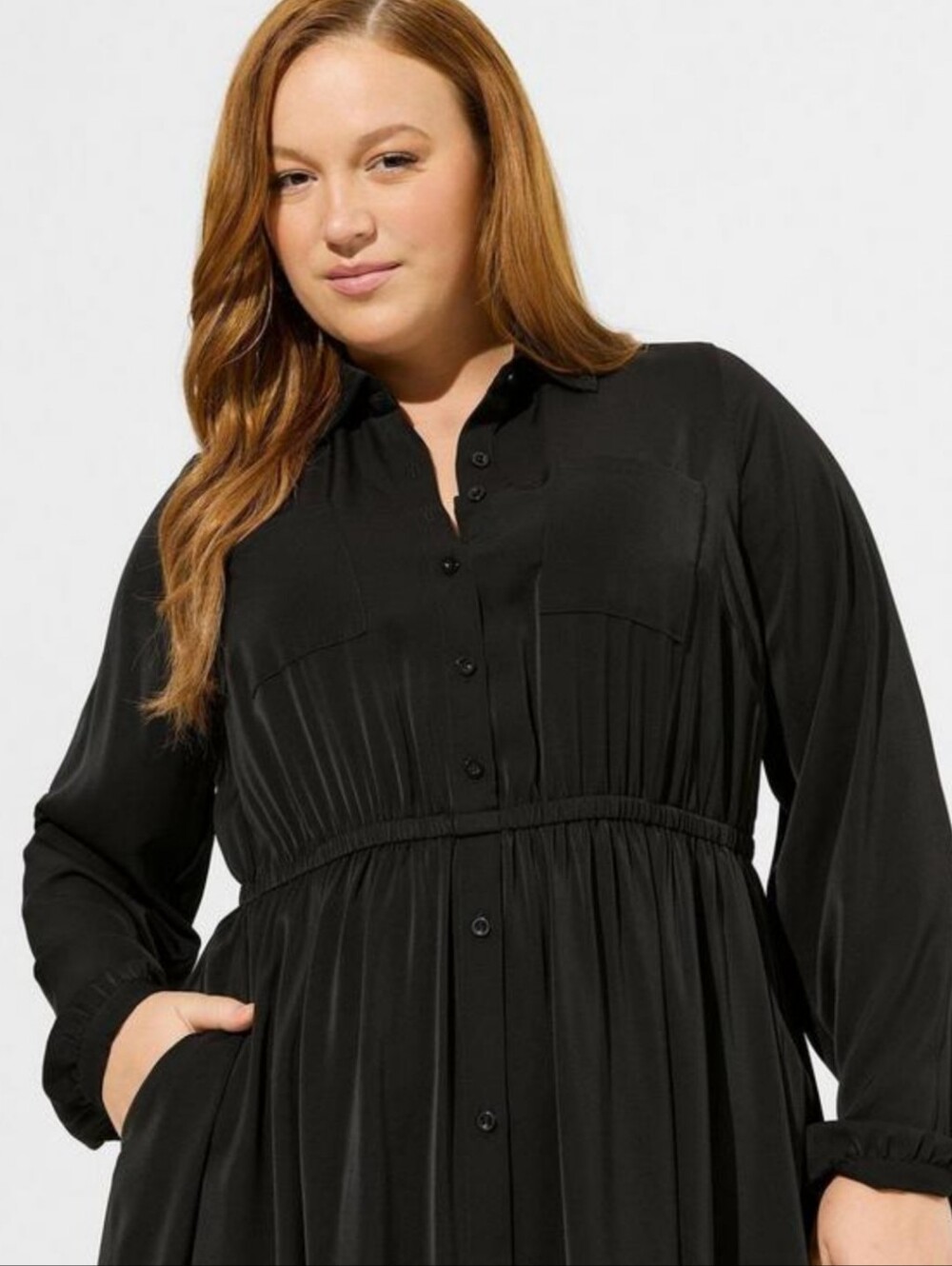Torrid Women's Black Button Down Shirt Dress Collared Pockets Size 4